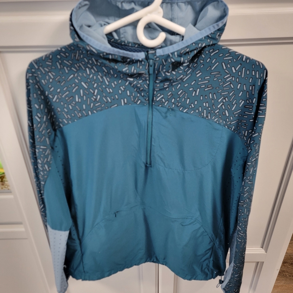 Outdoor Voices Trail Jacket Teal Size Small Quarter Zip Hoodie Windbreaker